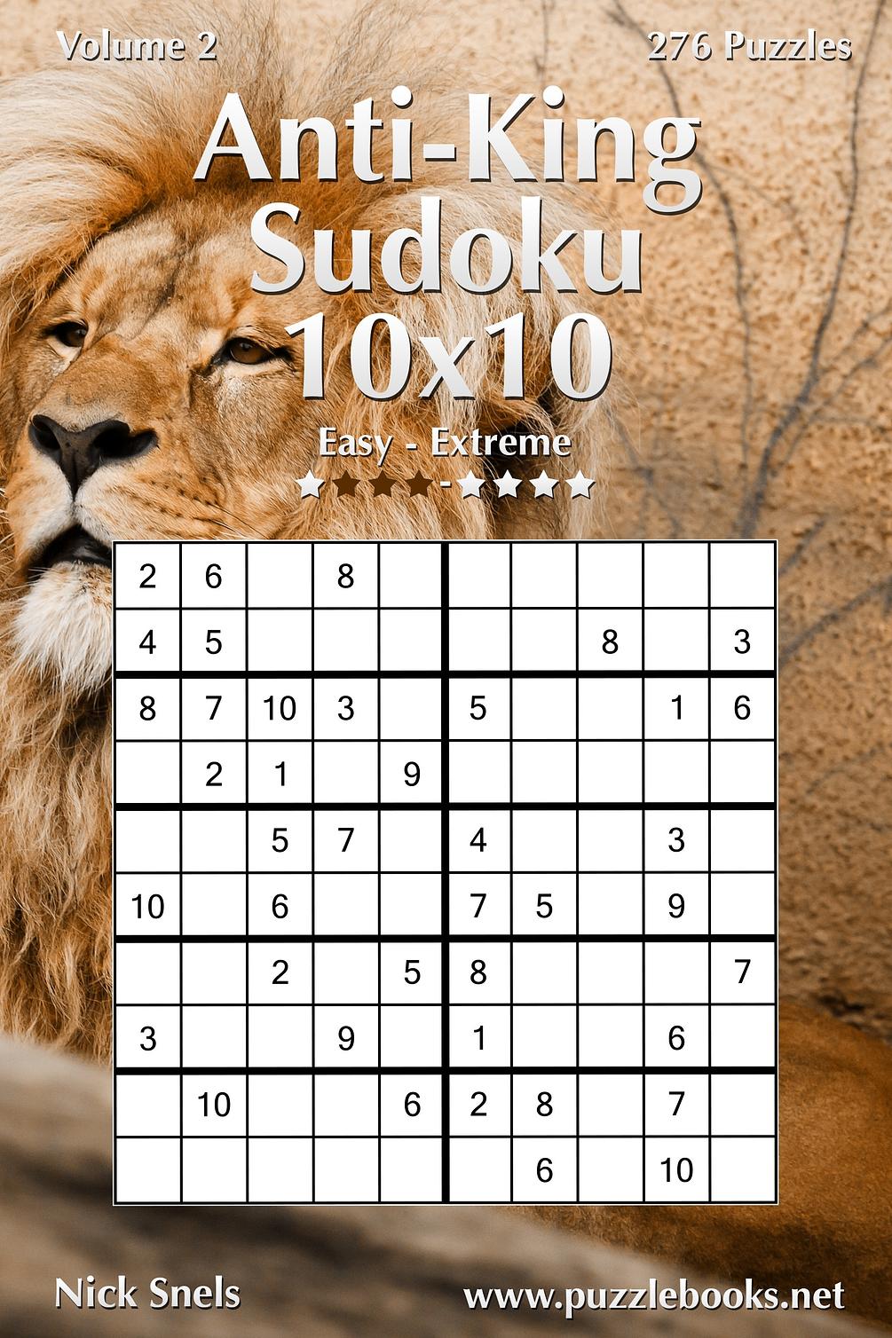 Anti King Sudoku 10x10 Easy To Extreme Volume 2 276 Puzzles
