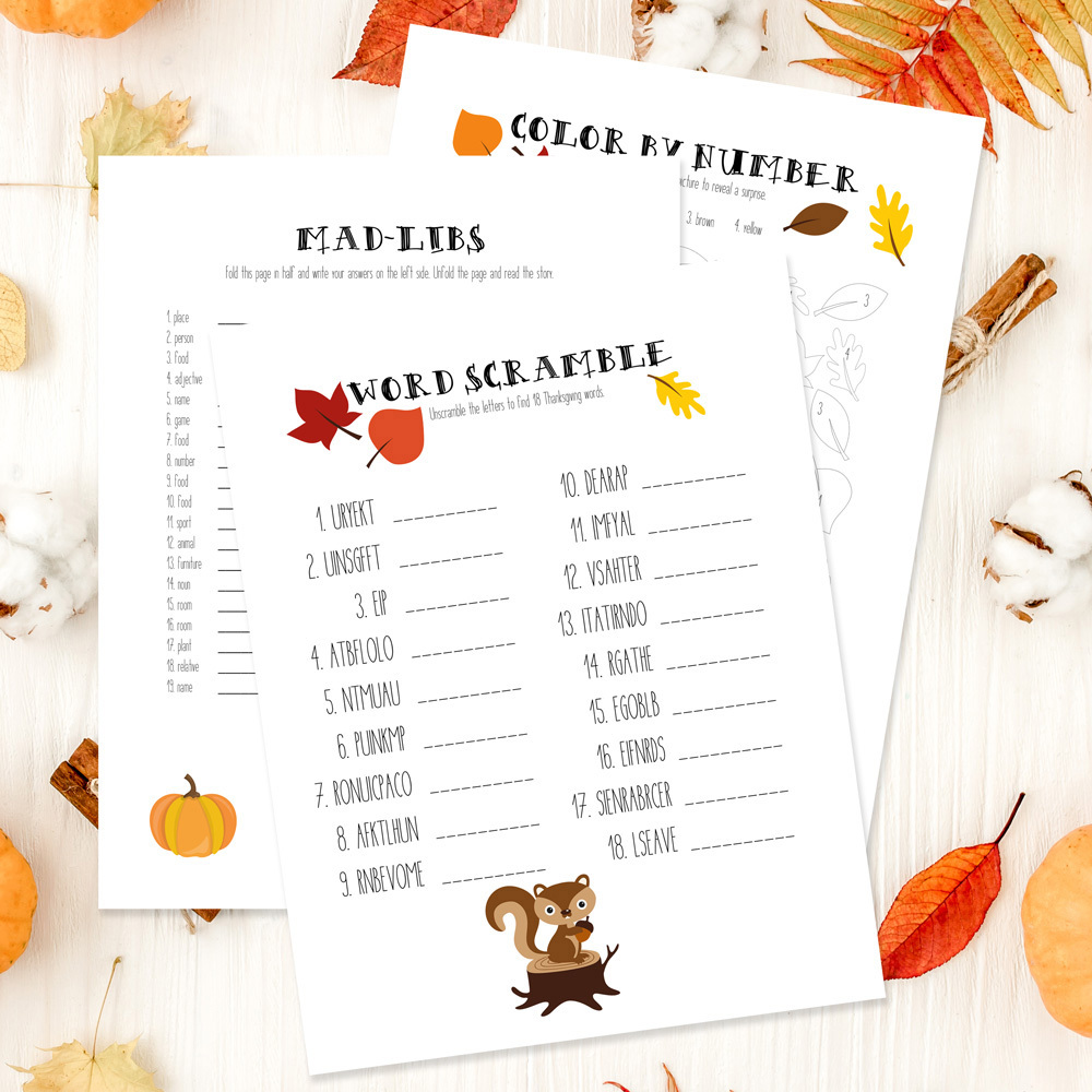 Thanksgiving Kids Coloring & Activity Book | 12 pages