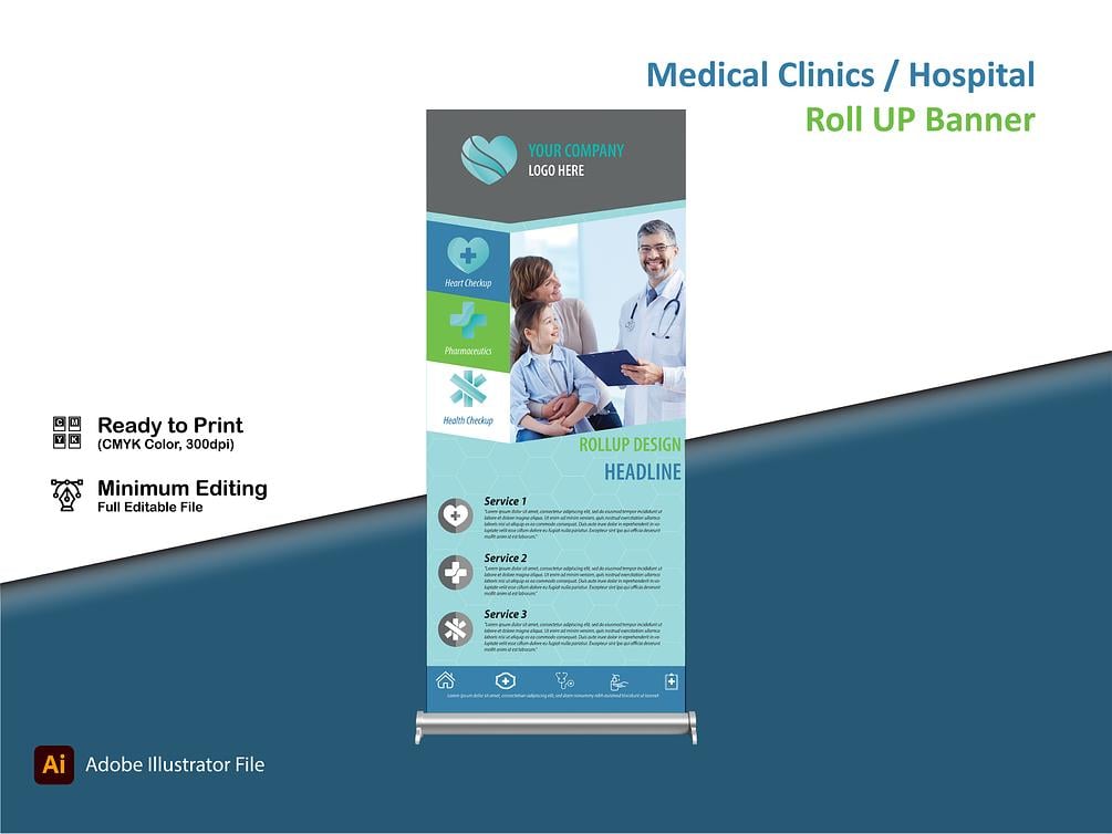 Medical Clinics / Hospital Roll Up Banner
