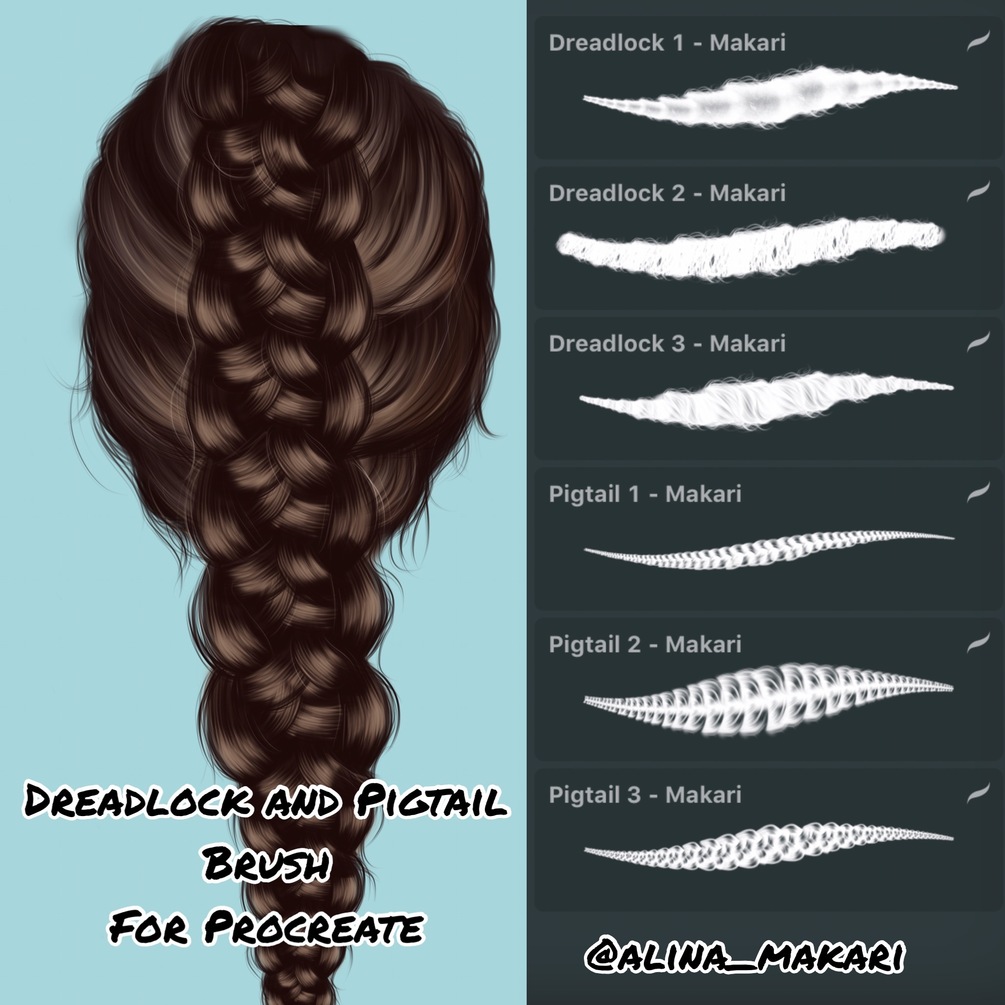 6 Dreadlock and pigtail brush for procreate