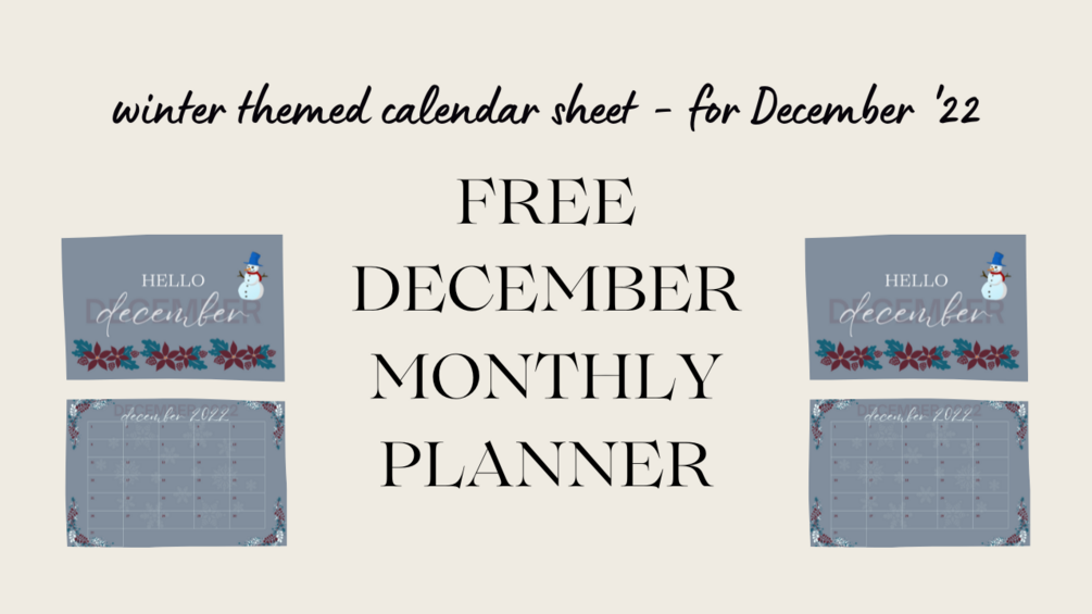 free printable december monthly planner