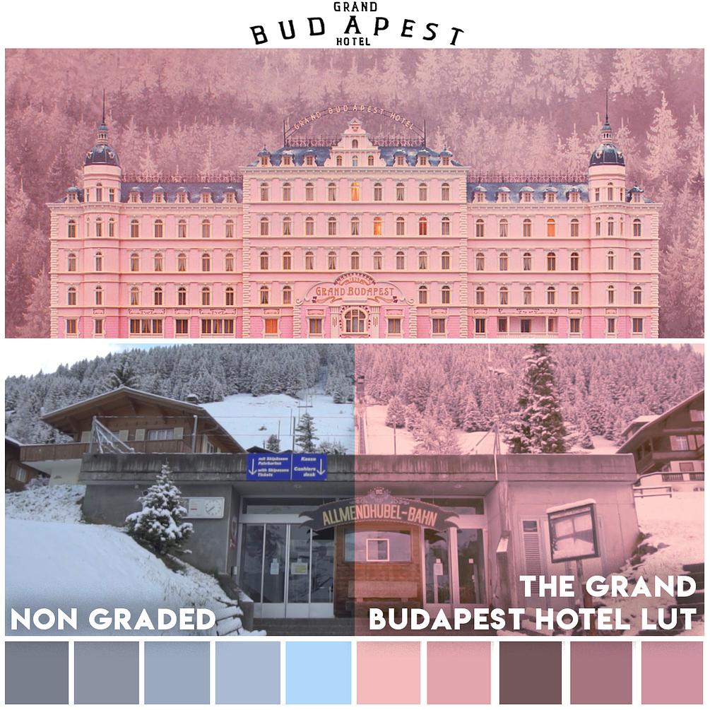 A vibrant pink and purple LUT profile for The Grand Budapest Hotel