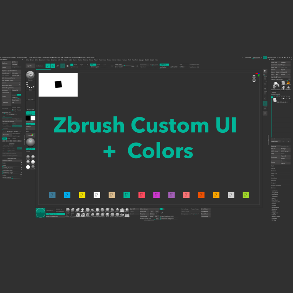 Custom Zbrush UI 2022 + Colors