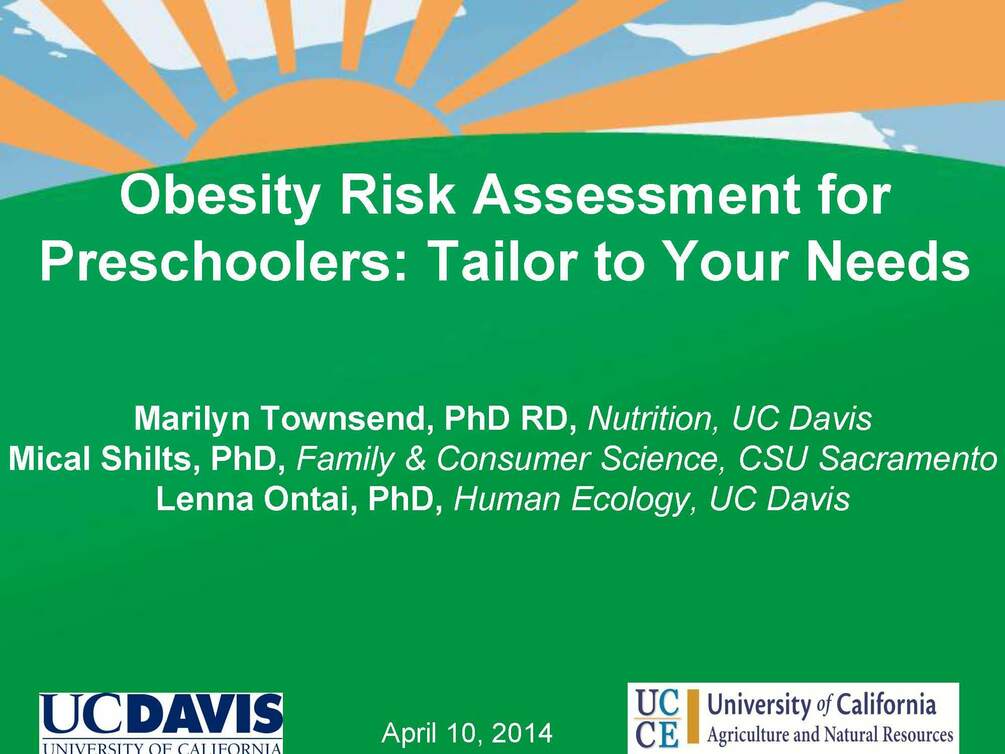 Obesity Risk Assessment for Preschoolers Tailor to your needs