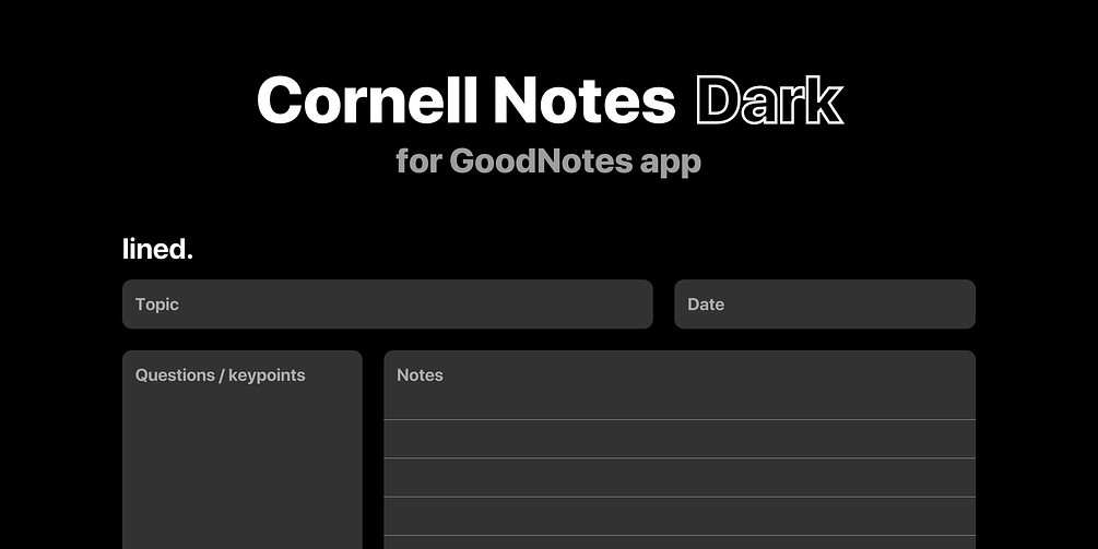 GoodNotes Cornell Notes DARK templates [FREE]