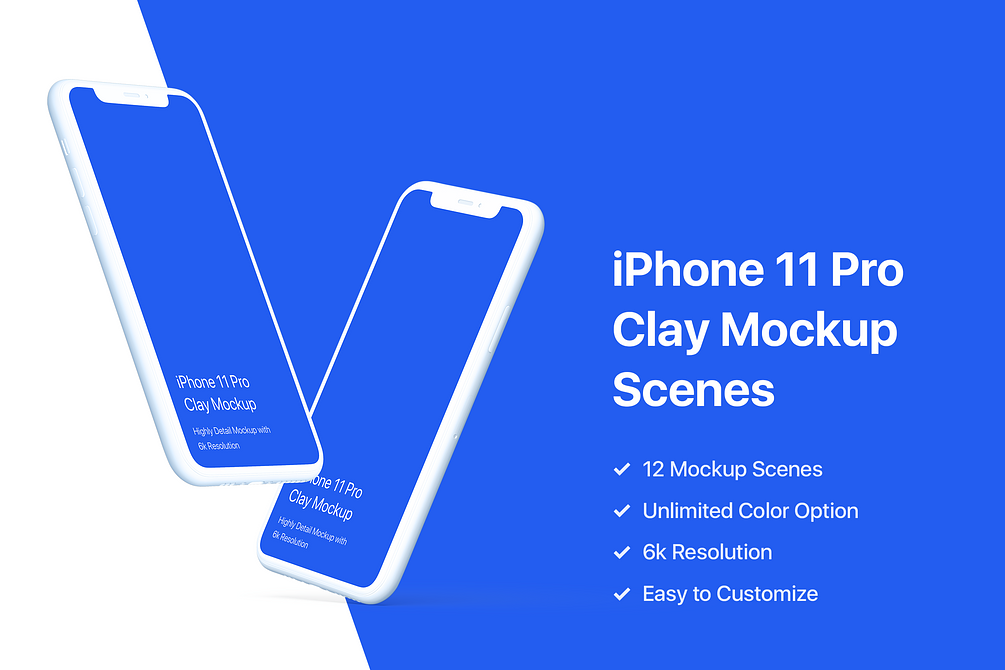 8 Clay Apple Iphone 11 Pro W/ Credit Card Mockup File PSD
