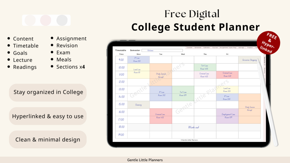 Free Digital Student Planner College Study Planner