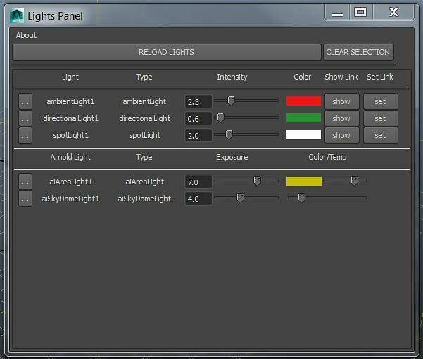 Light List Panel for Maya (v1.1)
