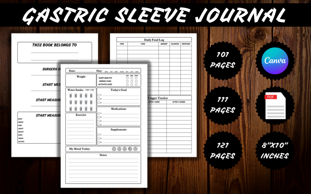 Gastric Sleeve Journal Log Book KDP Interior 8×10 in