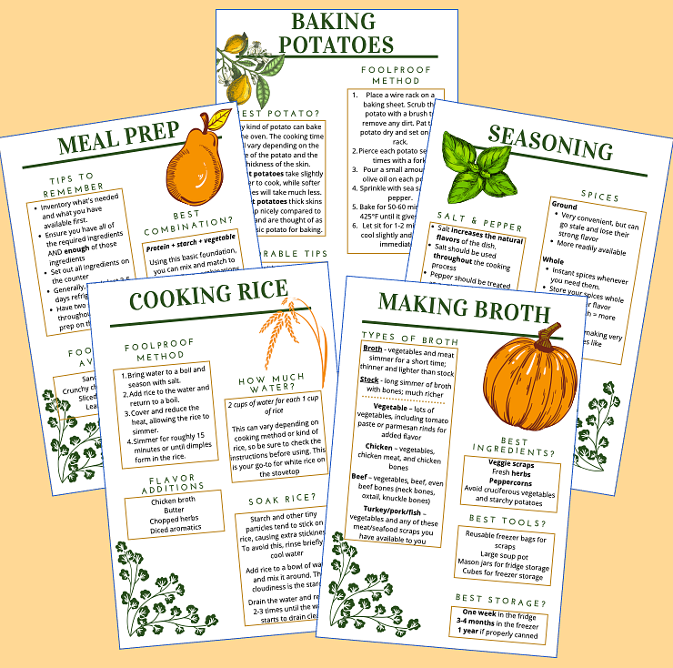 bundle 21 basic cooking skills worksheets digital downloads