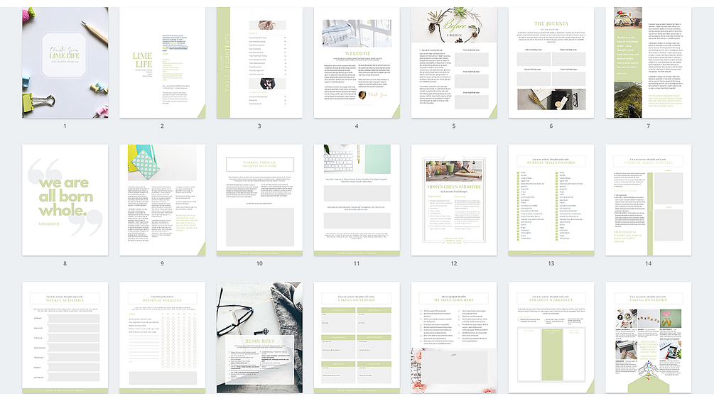 Canva lime life workbook template