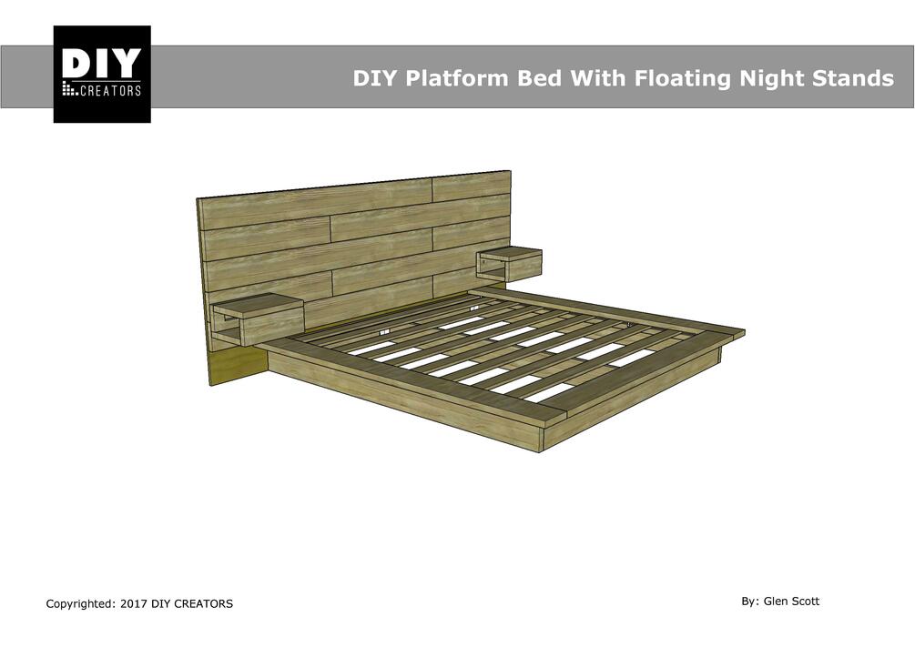 ( KING ) DIY Platform Bed With Floating Night Stands