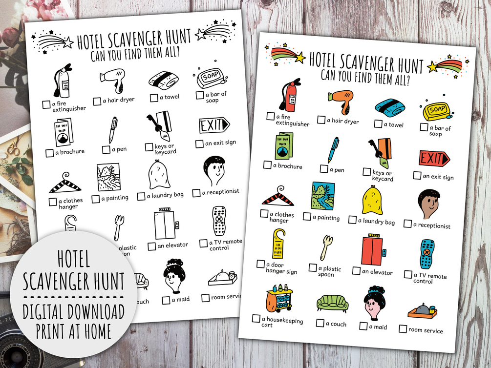Hotel Scavenger Hunt For Kids, Travel Treasure Hunt, Family Vacation ...