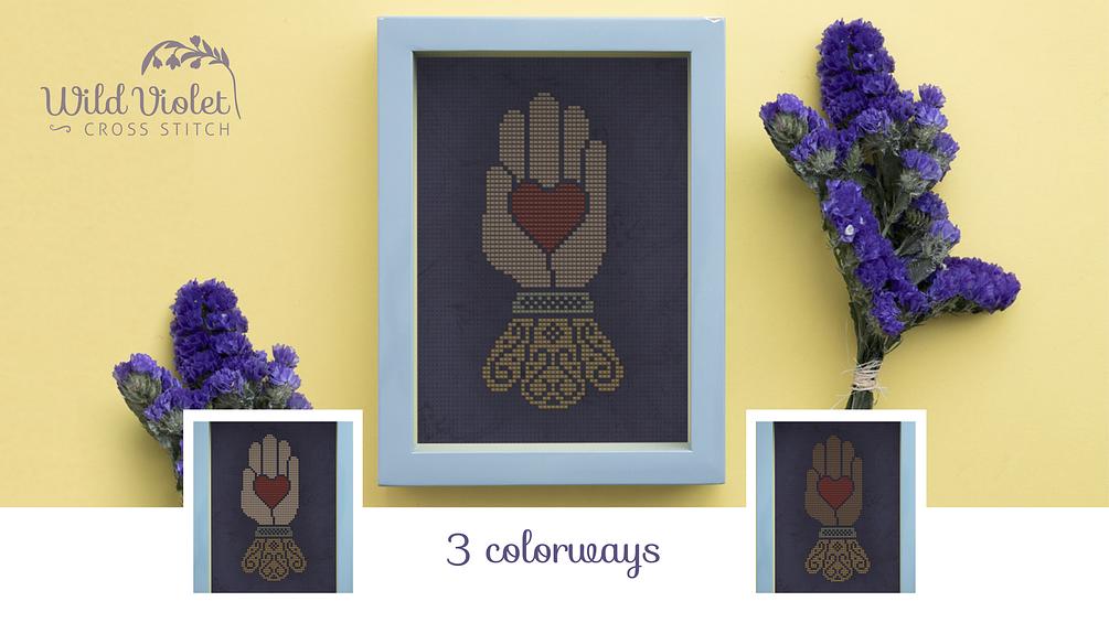 Heart in Hand Cross Stitch Pattern