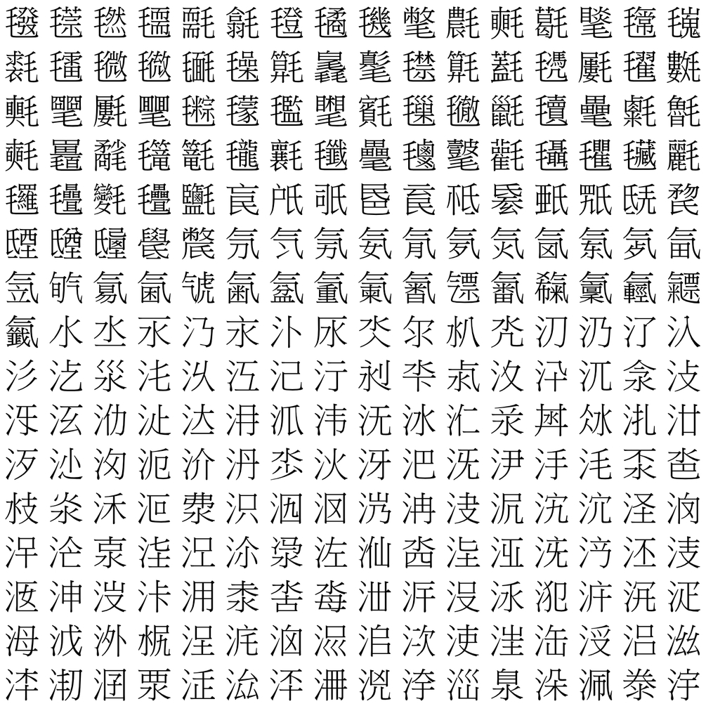 Unicode CJKEB 23c0023cff, 256 letters, SVG file for 2d and 3d