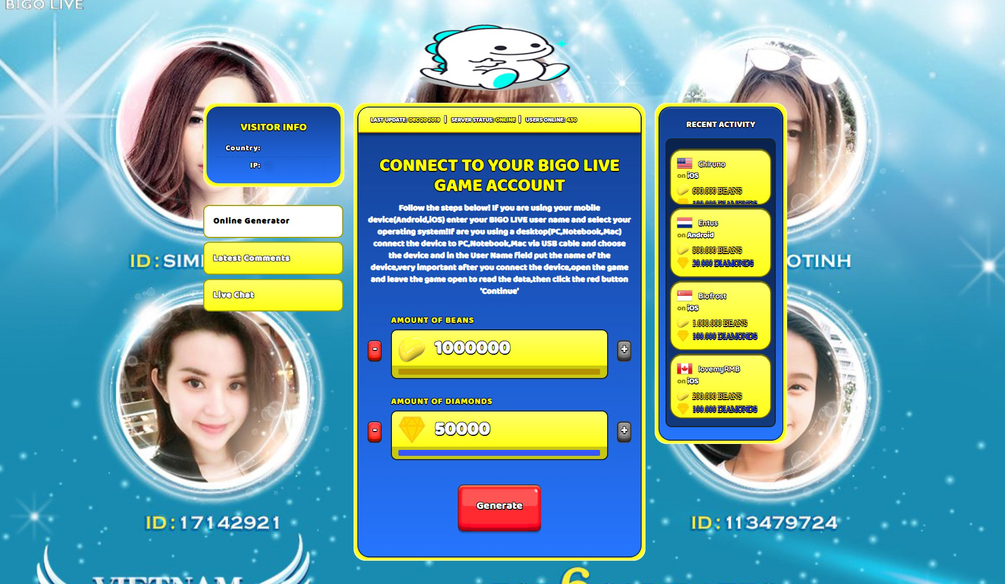 BIGO LIVE Hack [Cheats engine] mod diamonds 2022