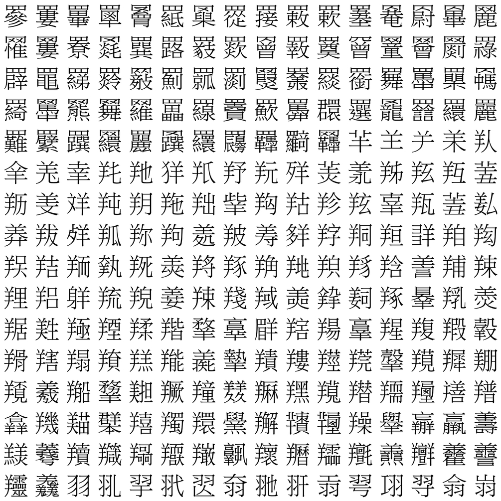 Unicode CJKEB 26300263ff, 256 letters, SVG file for 2d and 3d
