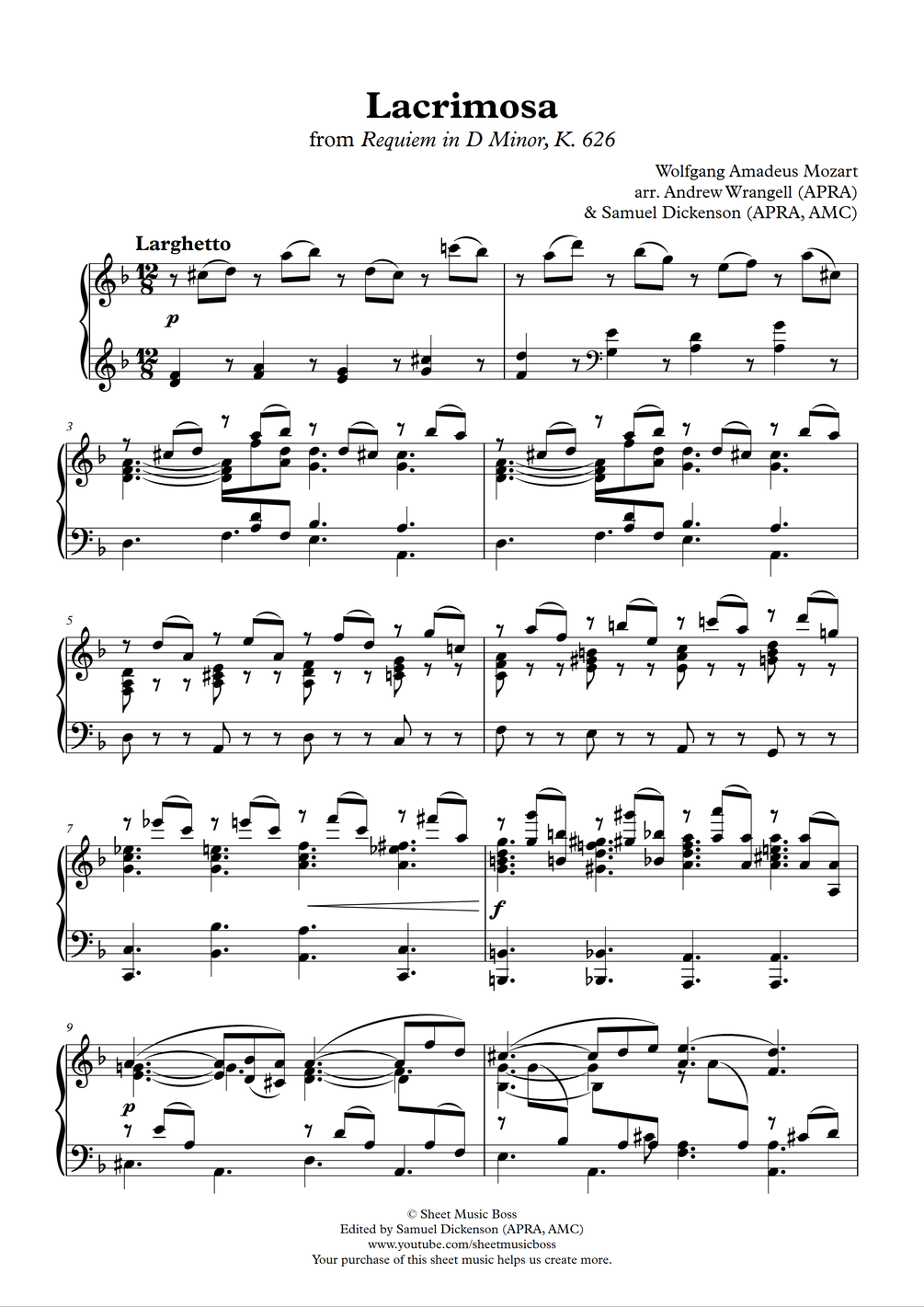 Wolfgang Amadeus Mozart - Lacrimosa (from Requiem in D Minor) Solo ...