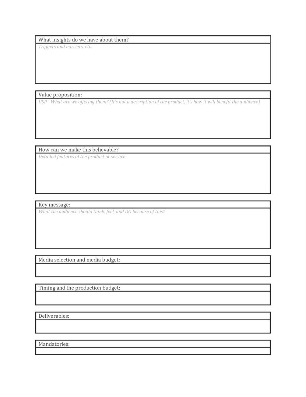 Creative Brief Template| Microsoft Word & Adobe Acrobate Template ...