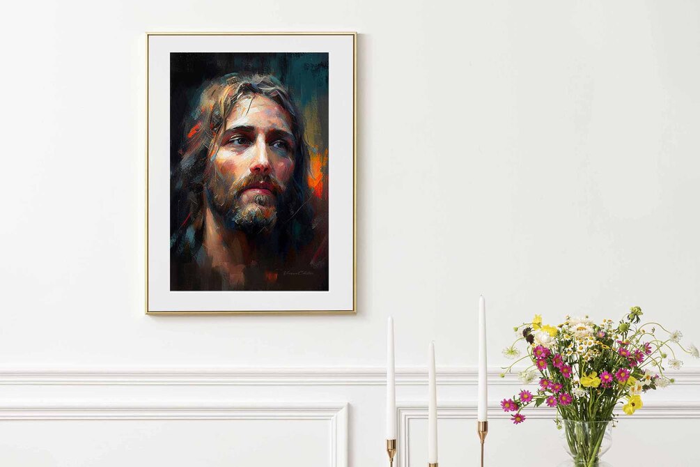 Unique High Resolution Digital Painting of Jesus Christ in Impasto Oil