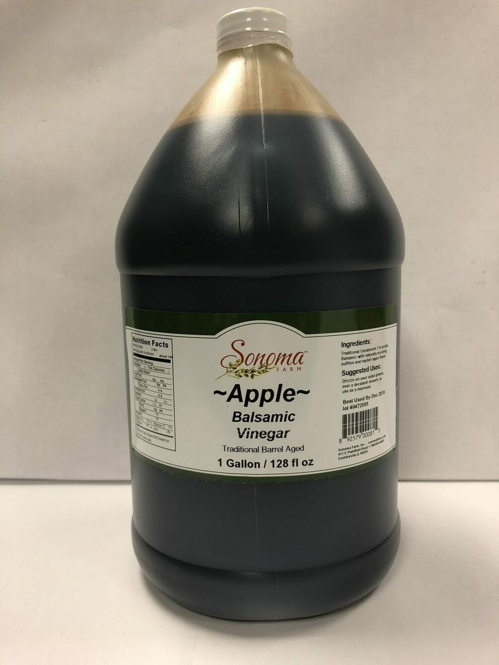 Apple Balsamic Vinegar Traditional Barrel Aged Bulk 1 Gallon / 3.8 Liter