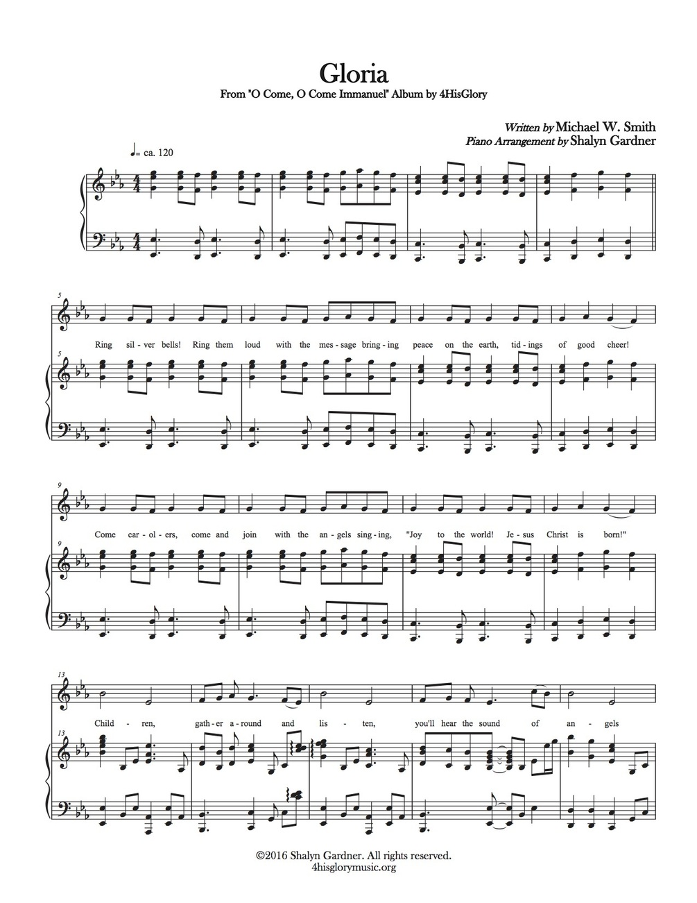 Gloria Piano Sheet Music