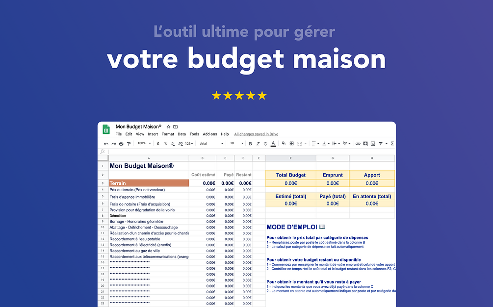 Tableau budget construction maison excel ventana blog