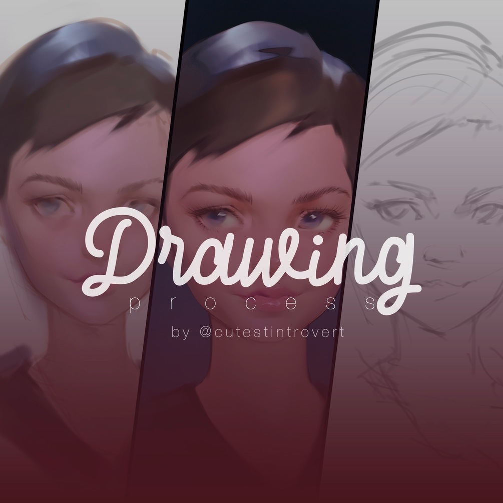 Portrait drawing process+PSD file with layers