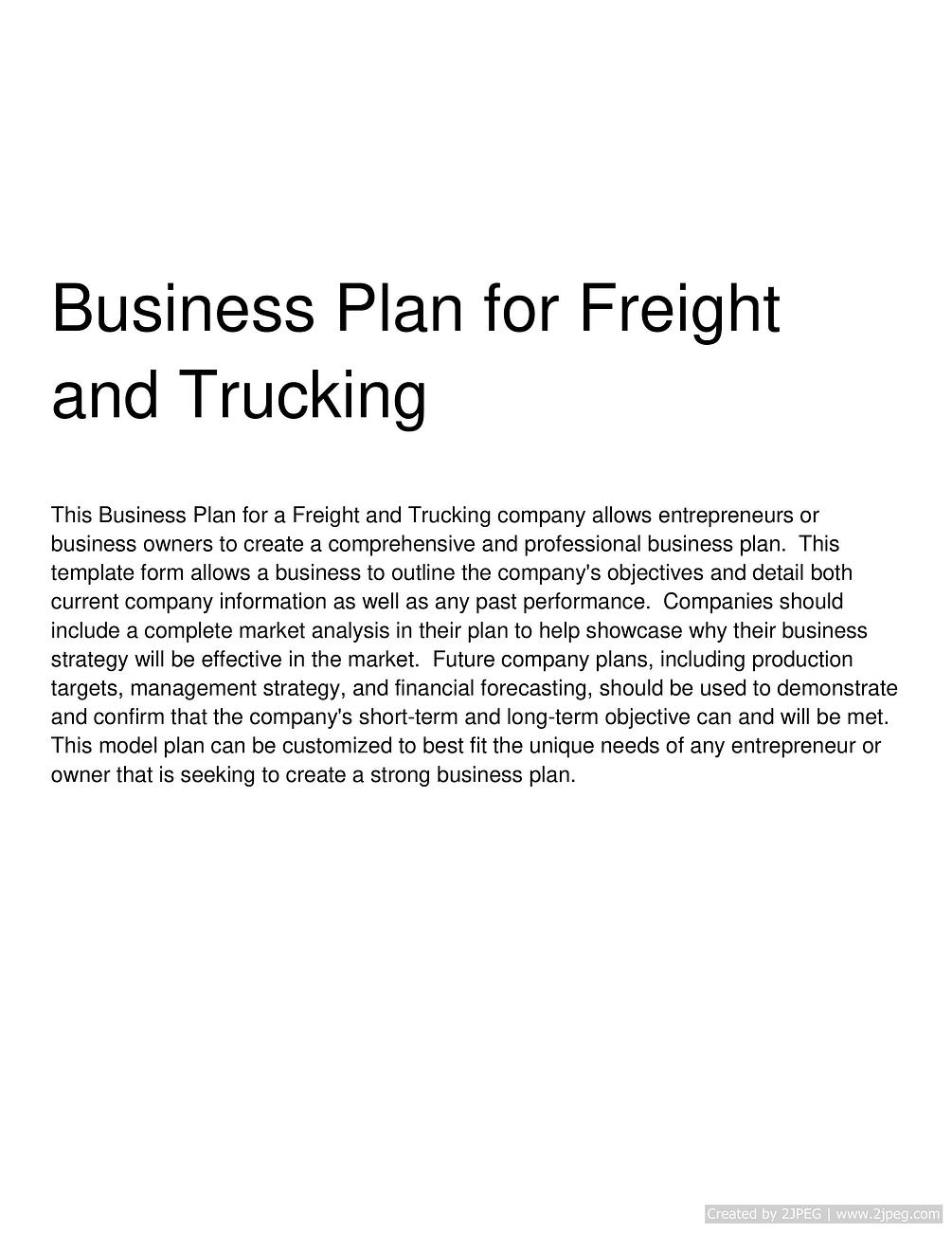 business plan on transportation service