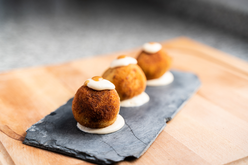 La Bomba tapas. They’re crispy croquettes filled with a mix of potato