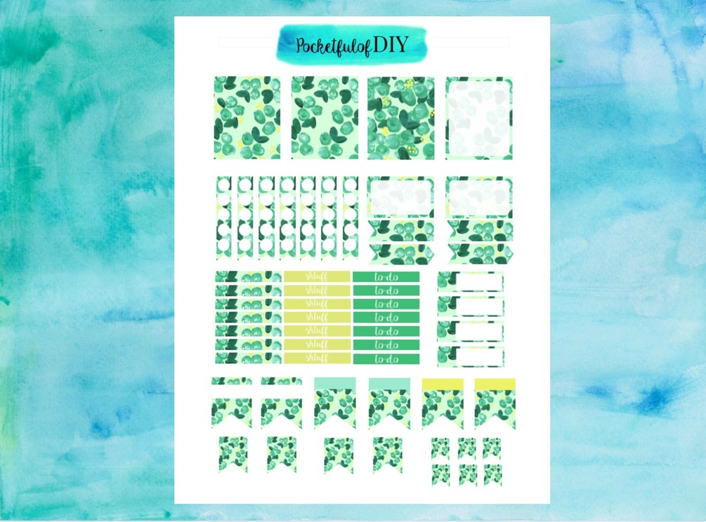 Shades Of Green Core Kit March ECLP Planner Stickers Original Art 