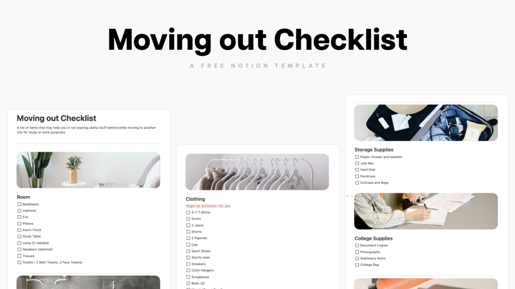 Moving out Checklist a free Notion template