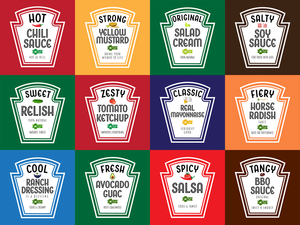 EDITABLE Condiment Labels SVG PNG And Ai Files Halloween Christmas 