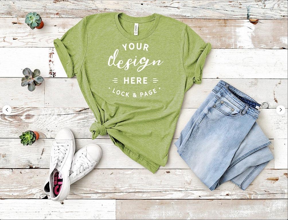 Heather Green Bella Canvas 3001 Women�s TShirt Mockup