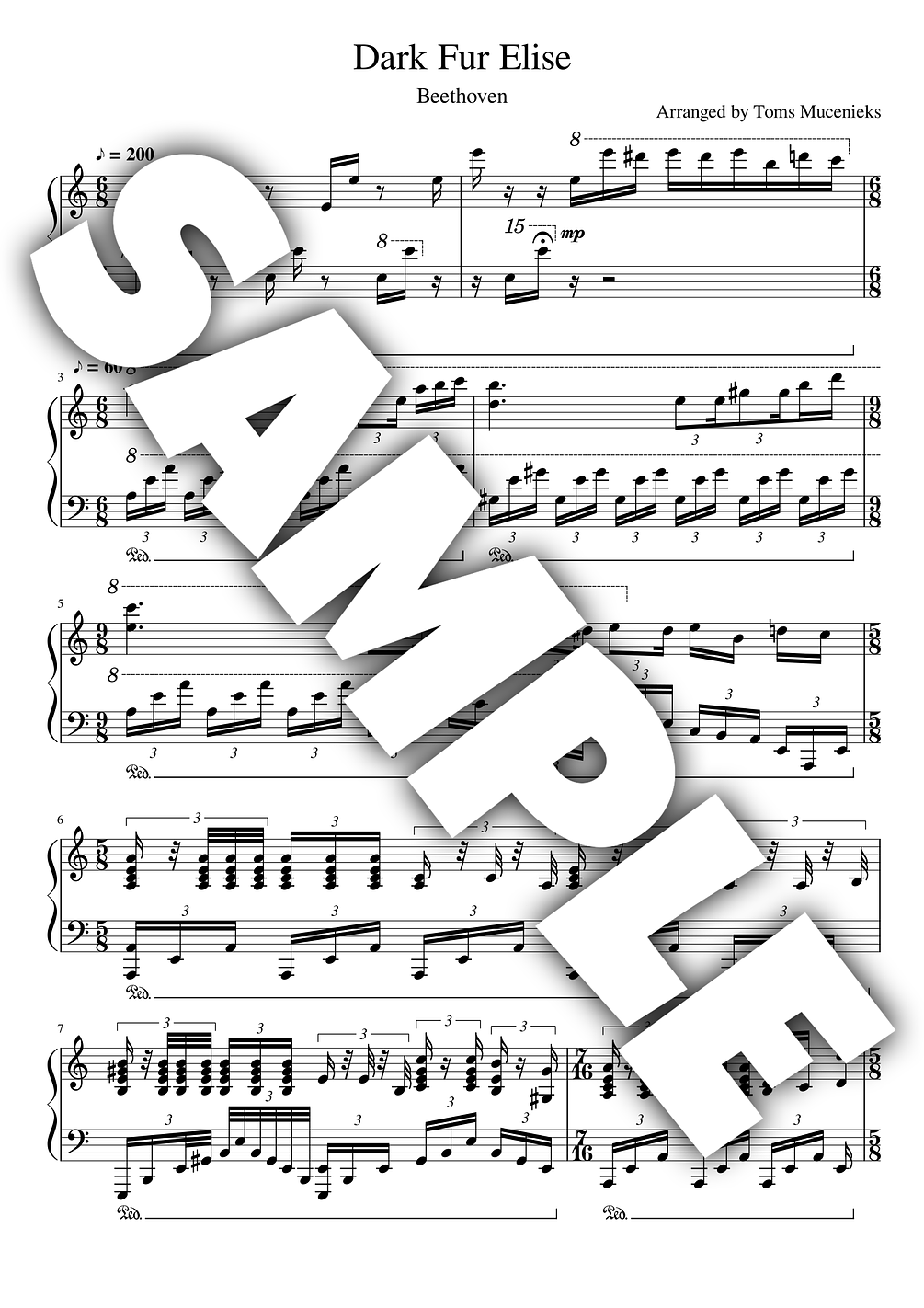 Beethoven Dark Fur Elise [Sheet Music + MIDI]