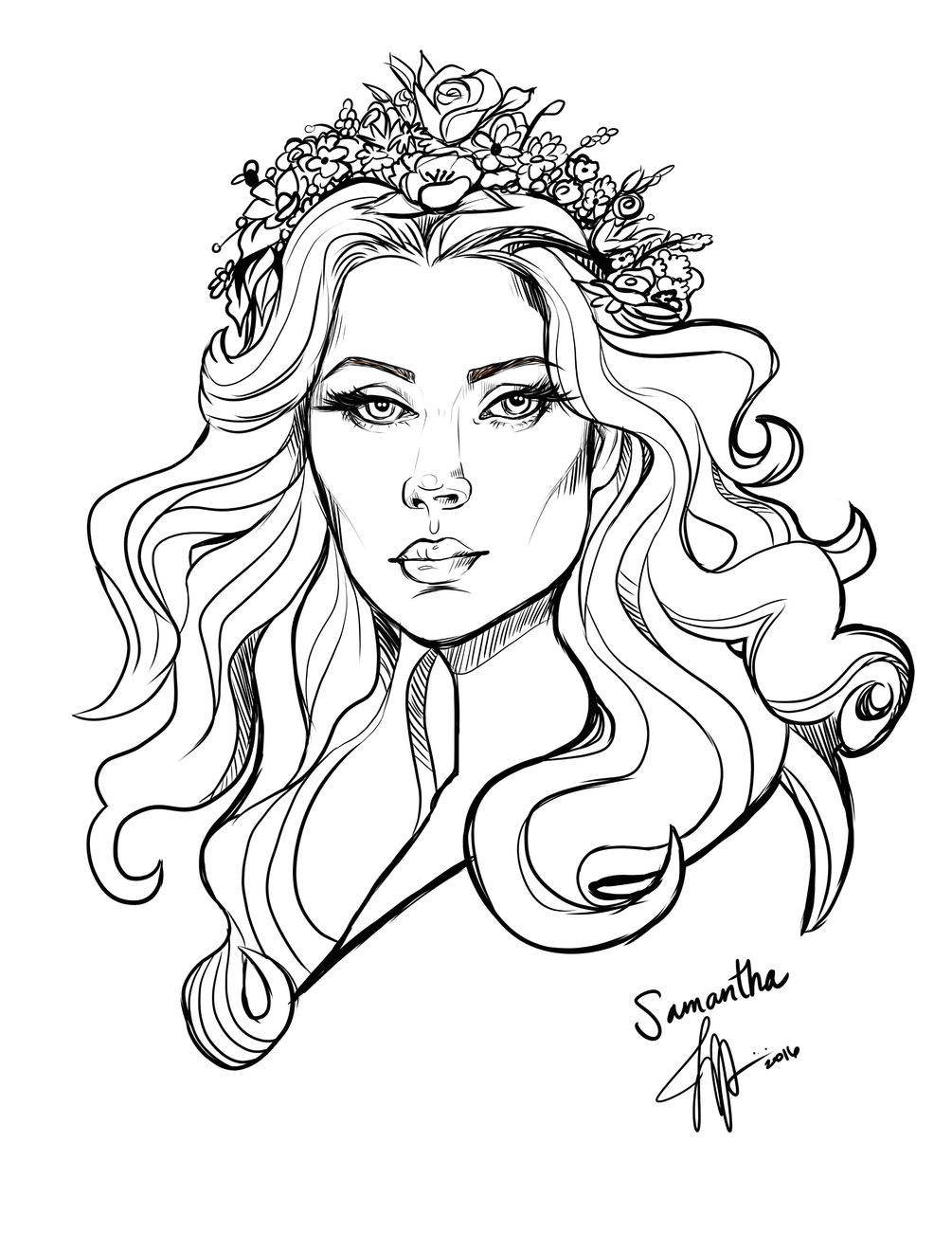 Samantha Illustration - Coloring Page