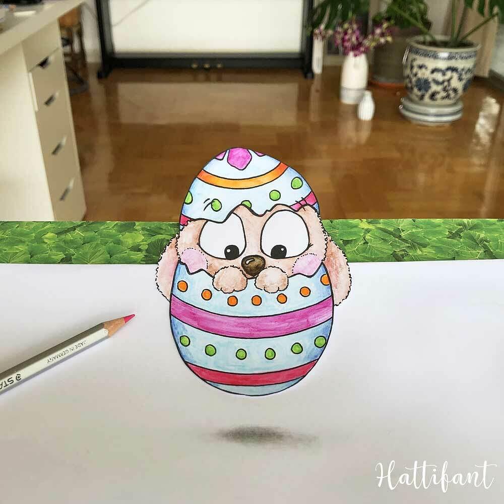 Anamorphic Easter Bunny Coloring Pages
