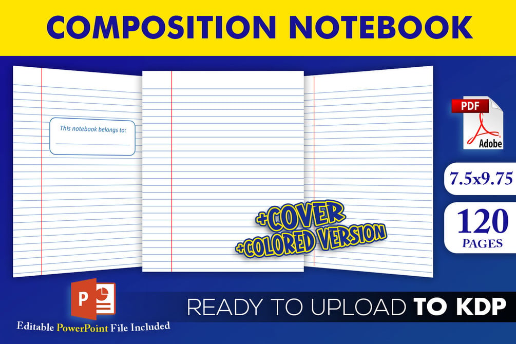 Composition Book Notebook KDP Interior Template Ready to Upload