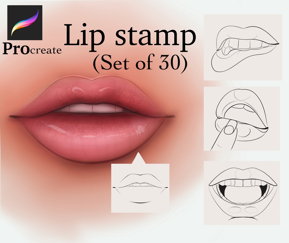 Procreate lip stamp brushes (30 stamps)(set1)