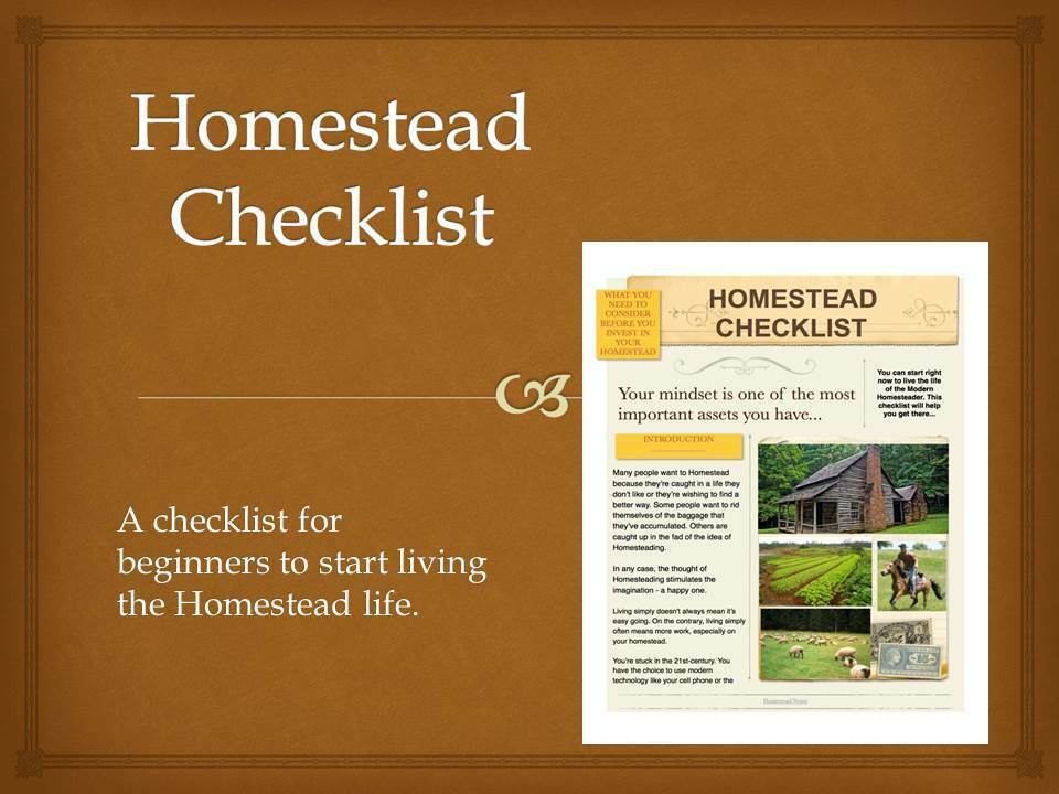 Homestead Checklist