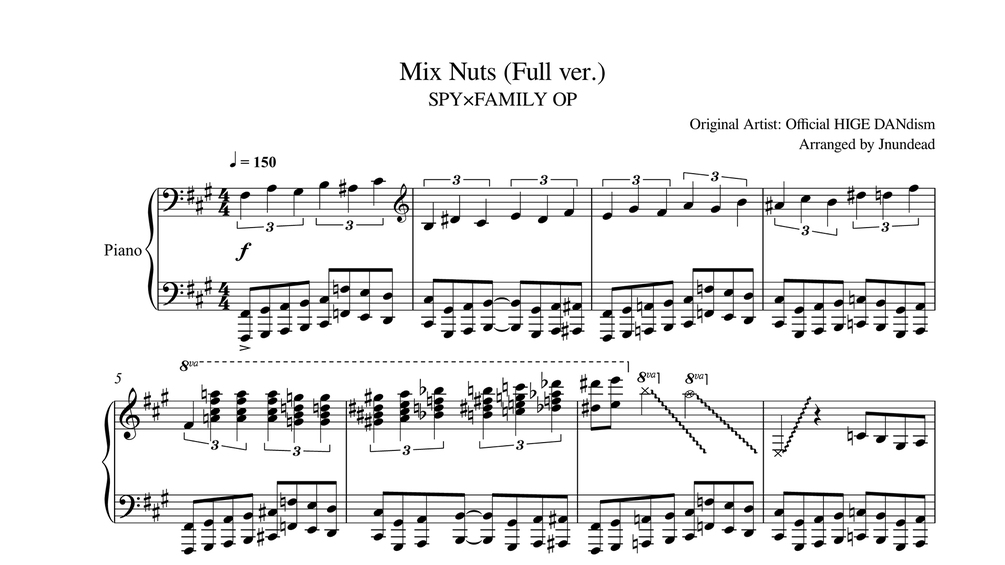 [Spy x Family OP] Mixed Nuts (Full ver.) Piano Arrangement