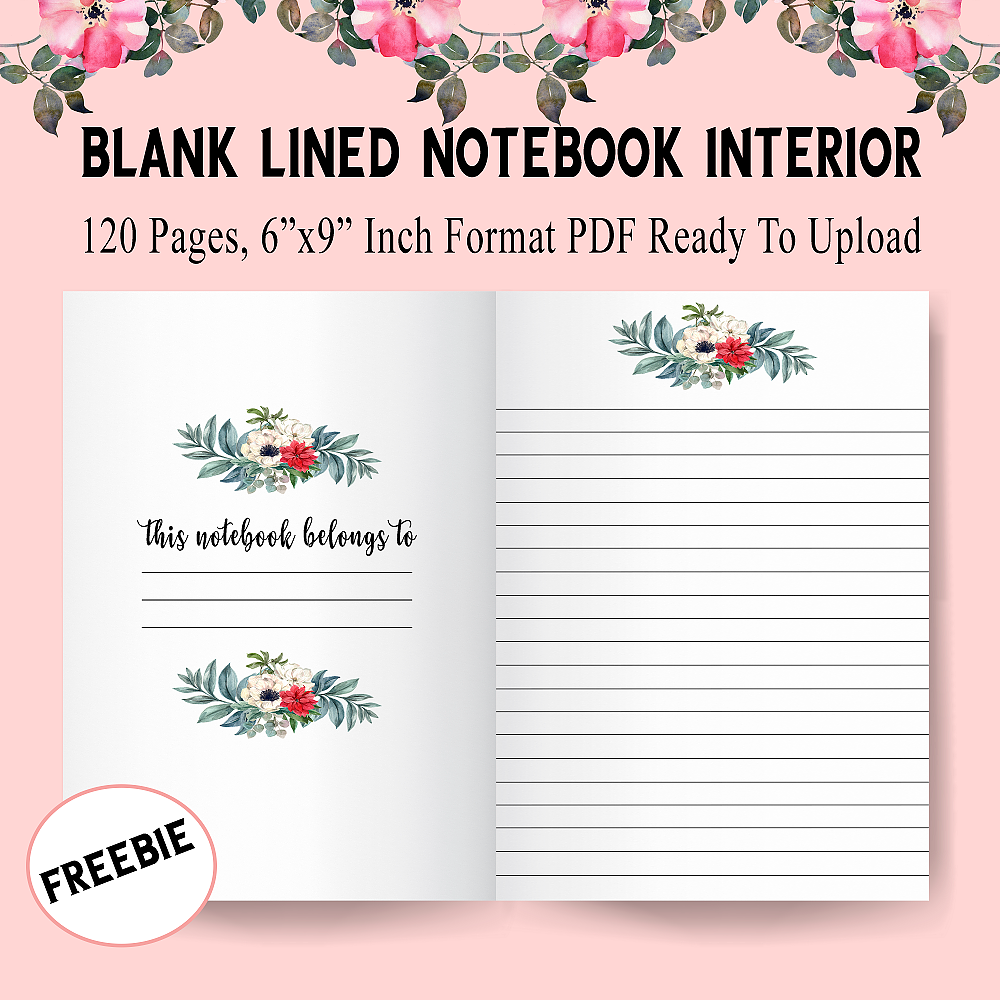 Blank Lined Notebook Template For KDP 120 Pages 6*9 Inch