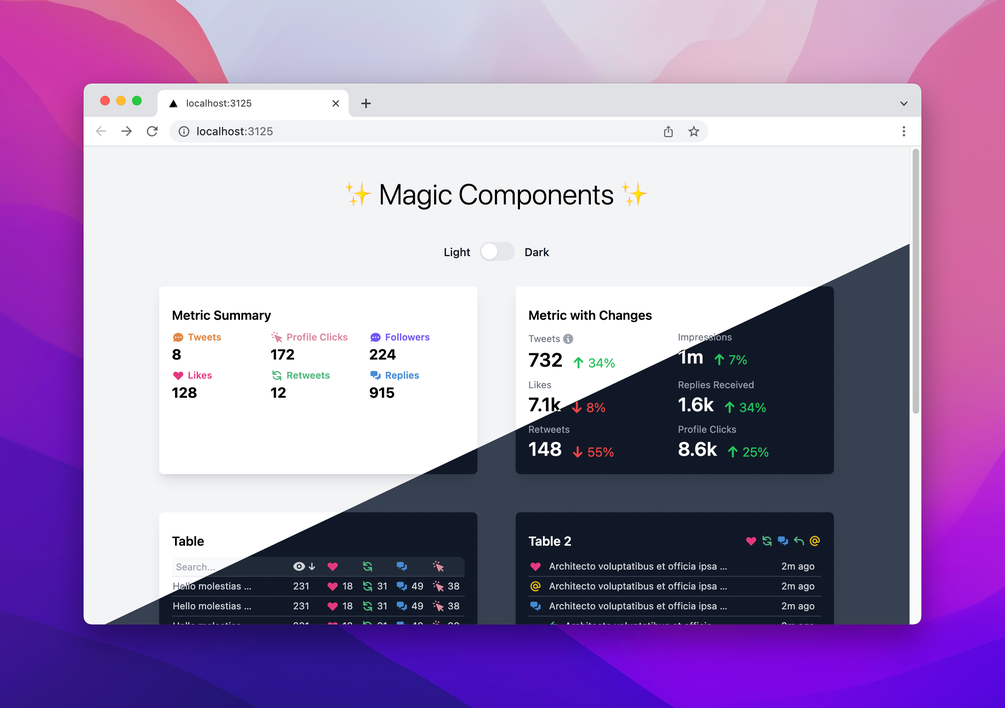 Magic Components (TailwindCSS + React.JS)