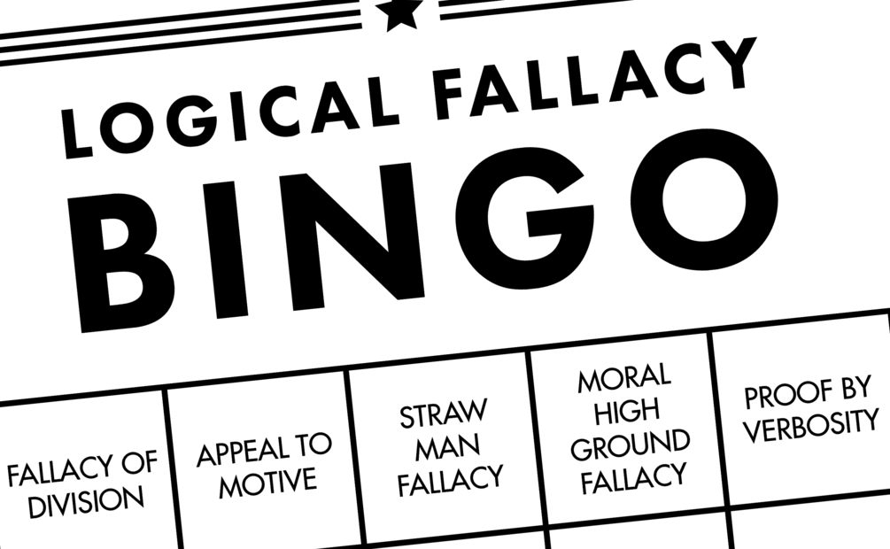 Logical Fallacy Bingo cards (digital printathome edition)