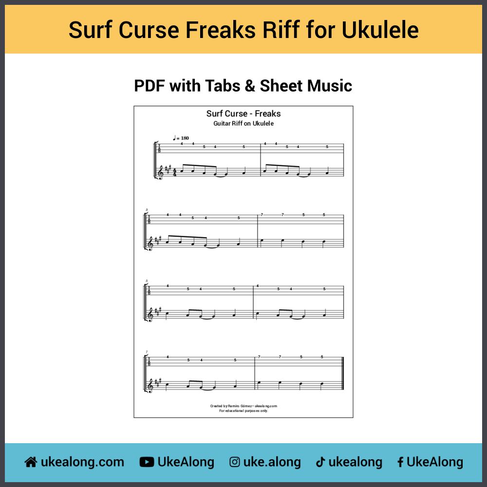 Surf Curse Freaks Guitar Riff for Ukulele