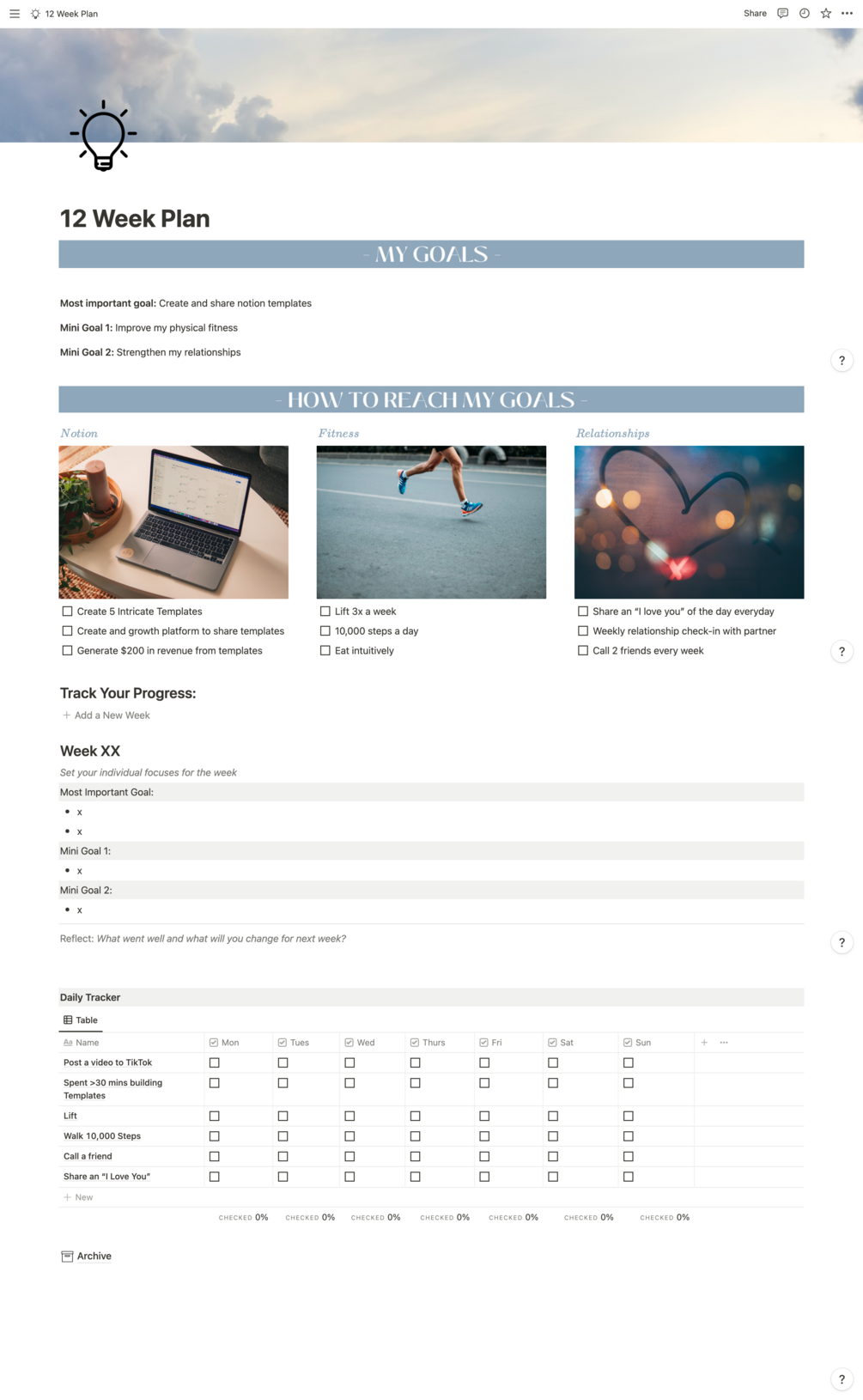 12 Week Year Notion Template