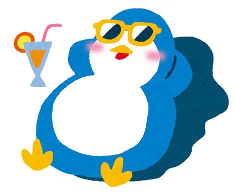 日焼けのイラスト サングラスのペンギン