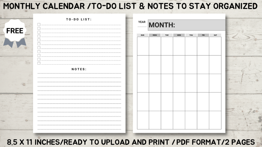 Monthly Planner: Monthly Calendar, To-Do List & Notes To Stay Organized