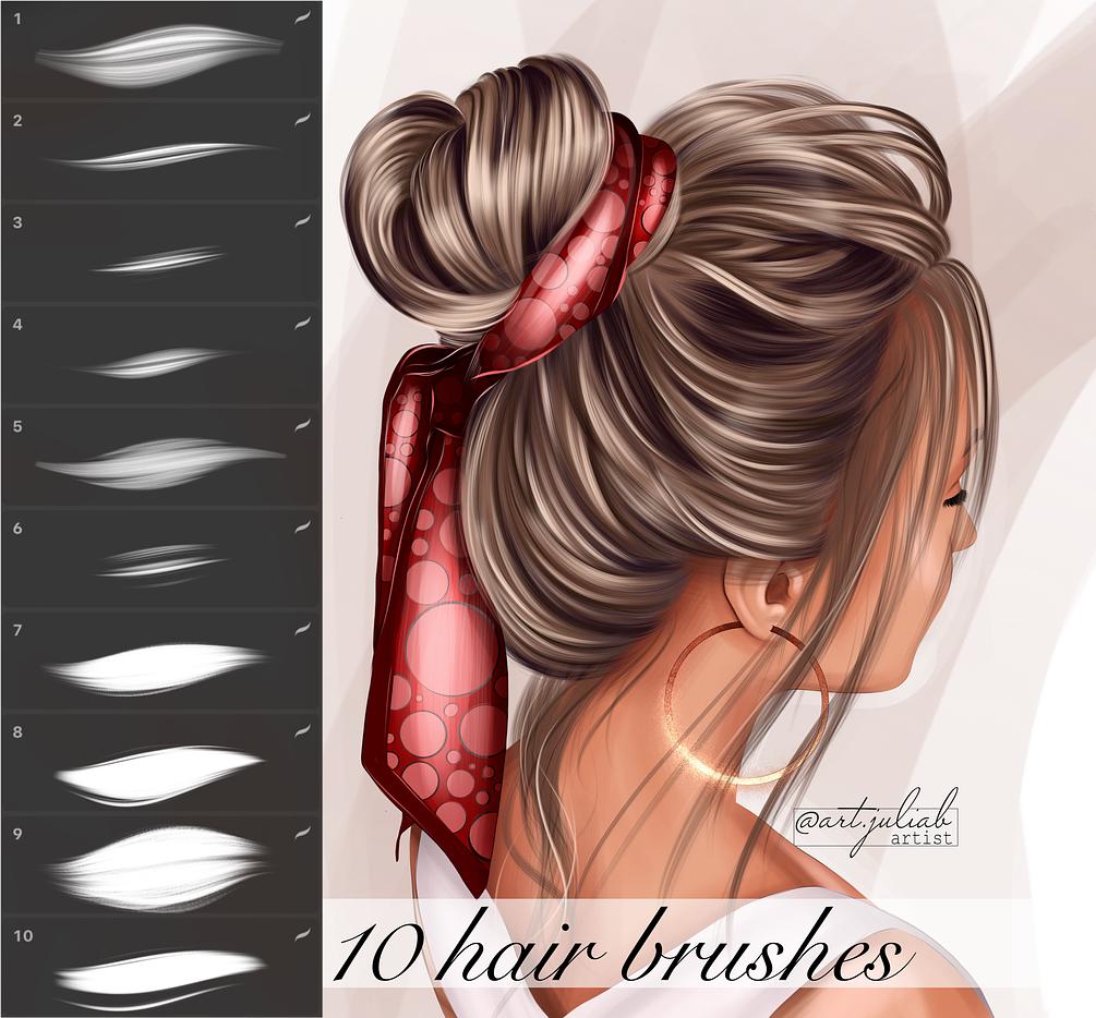 10 hair brushes for Procreate