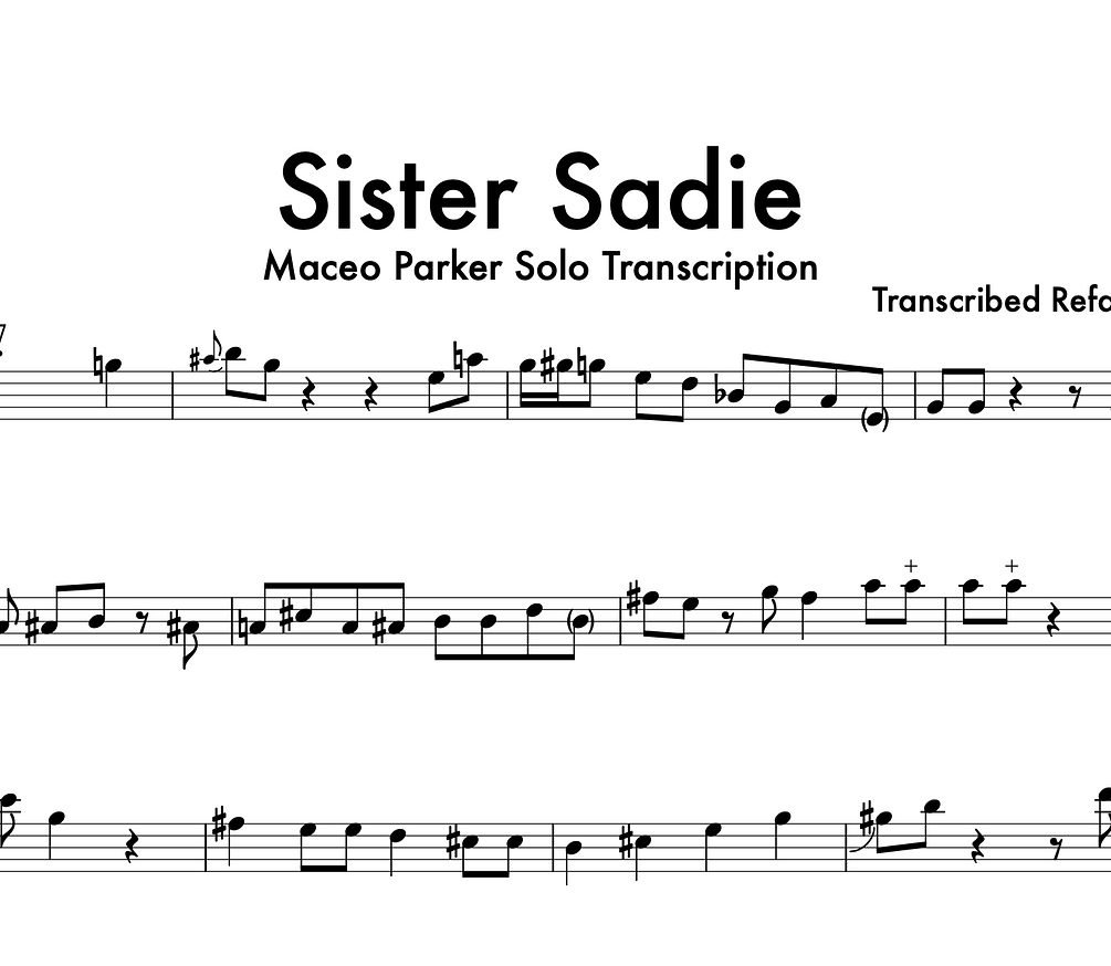 Maceo Parker "Sister Sadie" Alto Saxophone Transcription